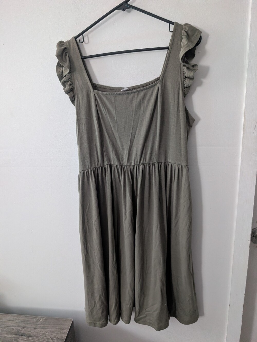 Anrabess Stretchy Olive Green Sundress With Pockets Size XL